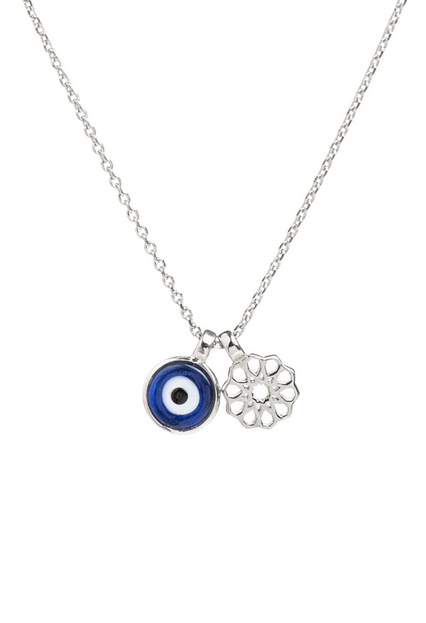 Sterling Silver 925 Greek Evil Eye Nazar Cross Pendant 9mm Necklace –  Sirioti Jewelry