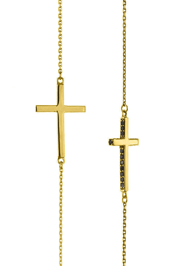 Design Black Stone Cross Double Pendant Guardian Scapular Gold Plated Necklace Yellow Jewelry Present From Barcelona Protecting Talisman Escapulario Gay For Man Unisex 2