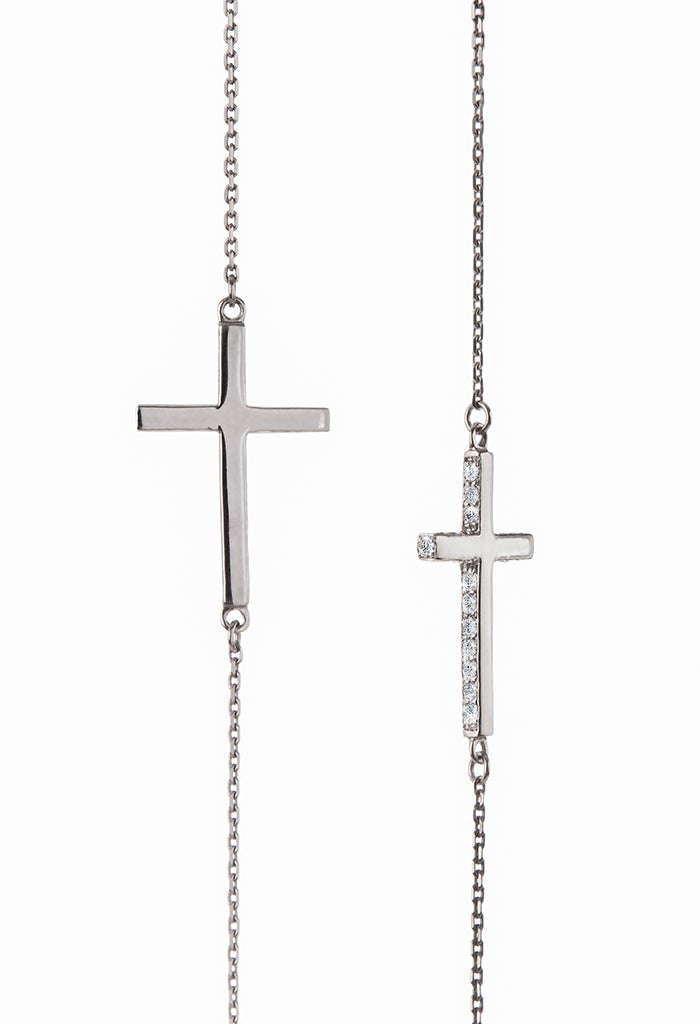 White Stone Cross Necklace - DUEROS