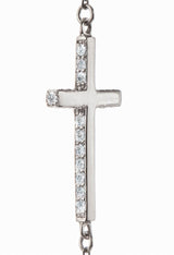 White Stone Cross Necklace - DUEROS