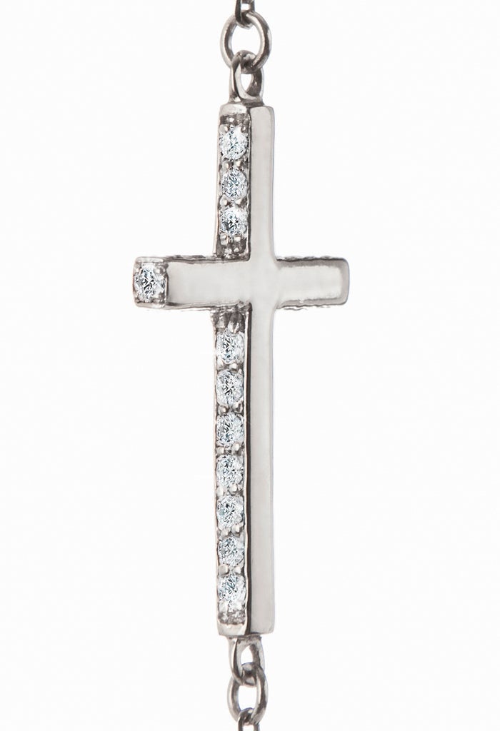 White Stone Cross Necklace - DUEROS