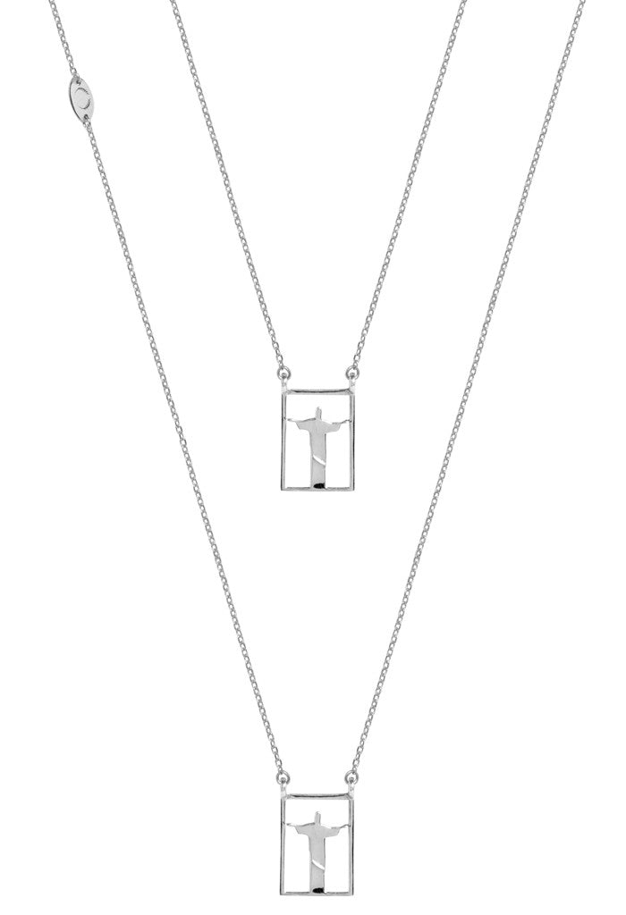 Design Rio Christo Double Pendant Guardian Scapular Silver Necklace 925 Sterling Jewelry Redendor Present From Barcelona Protecting Talisman Escapulario Gay For Man Unisex 2