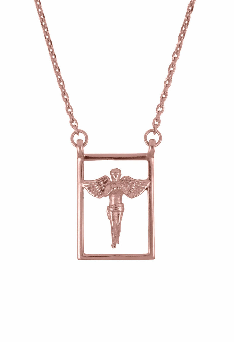 Design Guardian Angel Double Pendant Guardian Protecting Rose Gold Plated Necklace Jewelry Present From Barcelona Talisman Escapulario Gay For Man Unisex 2