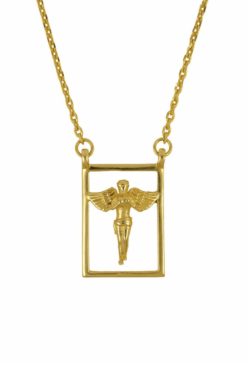 Design Guardian Angel Double Pendant Protecting Scapular Gold Plated Necklace Yellow Jewelry Present From Barcelona Talisman Escapulario Gay For Man Unisex 2